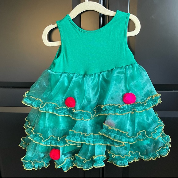 EUC Holiday Tree Dress (1.5-2yr) Green - Picture 3 of 5